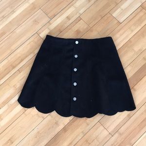 Black button up petal skirt